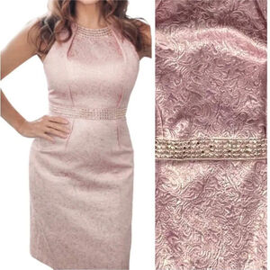 Carmen Marc Valvo Pink Brocade Dress Size 4